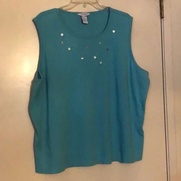 Teal embroidered embellished tank Women’s 3X - Picture 1 of 5